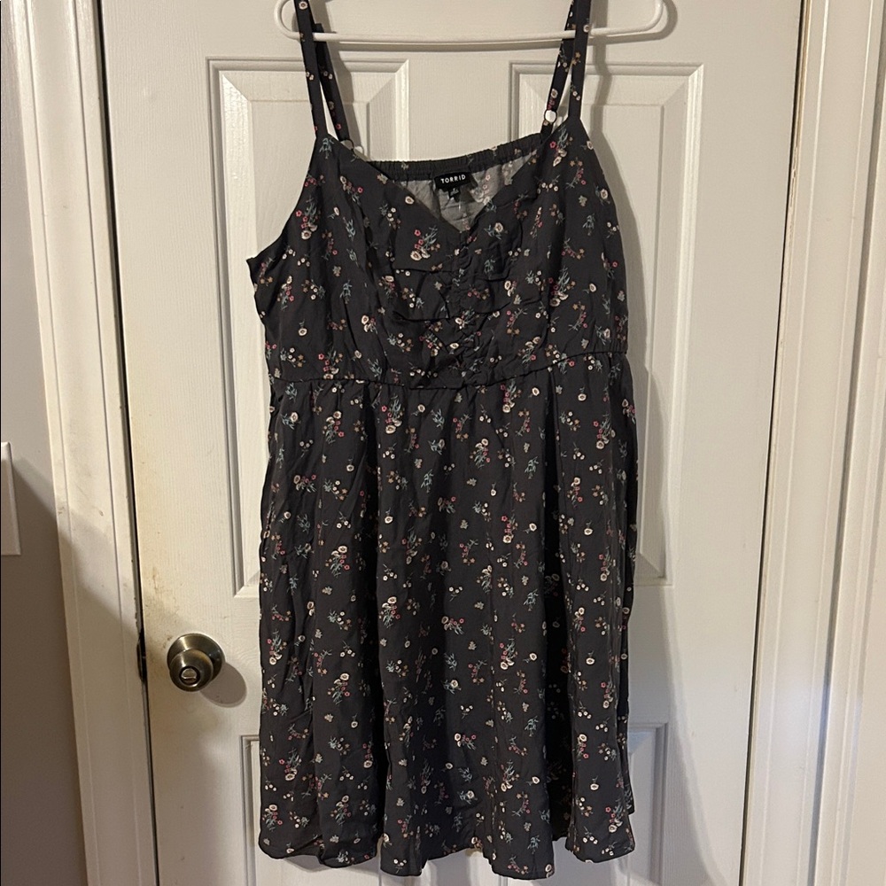 Torrid Gray Floral Mini Dress